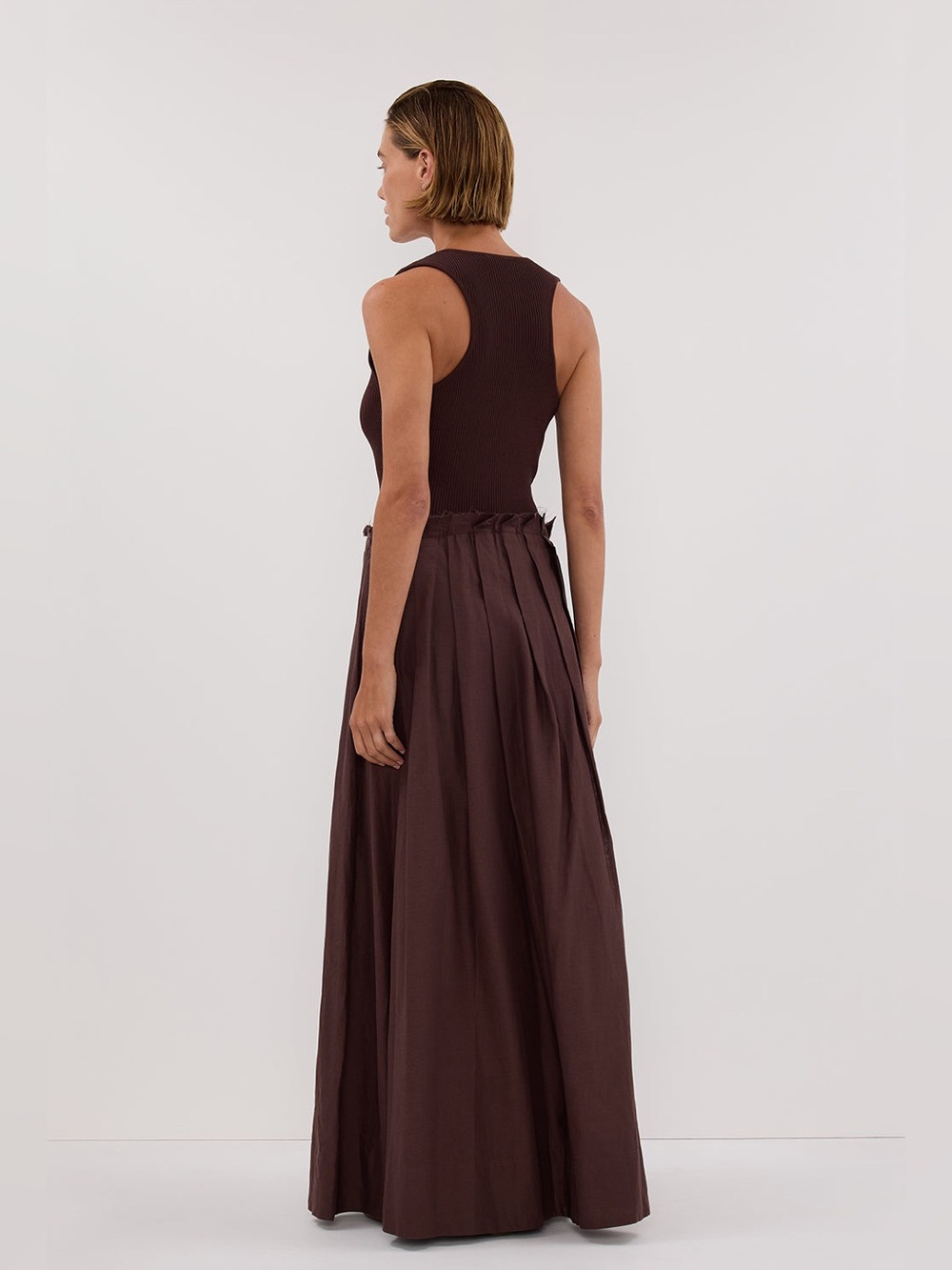 ๐ค DISSH Holly Bitter Choc Hybrid Midi Dress Size 4 Brown Minimalist Dress - Picture 2 of 16